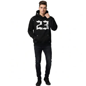 Sweat à capuche personnalisé pour homme avec logo en strass, 100% coton, haute qualité, parfait pour la mode streetwear décontractée, fabrication de vêtements - Product Image 5