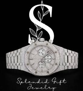 Reloj de Pulsera de Cuarzo para Hombre de Acero Inoxidable con Diamantes de Moissanita Personalizados de Alta Calidad, Correa de 10 mm y Cristal Revestido - Product Image 1