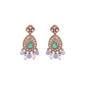 Vintage Gajaah 925 Sterling <b>Silver</b> Oval Enamel Handcrafted Green Gemstone Earrings <b>Set</b> For Women Wedding And Party Wear - Product Image 2