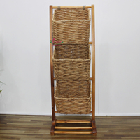 Rak Penyimpanan Anyaman Rotan Seagrass dan Water Hyacinth Produk Kerajinan Tangan Pabrik Artex Dong Thap Model HG0203A-1NA