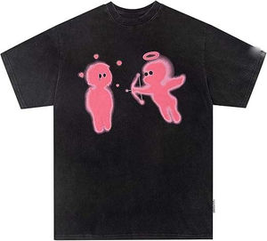 เสื้อยืดคอกลมโอเวอร์ไซส์ผ้าฝ้าย 100% คุณภาพสูงสำหรับขายส่ง พิมพ์ลายโมโนแกรมทั่วตัวสำหรับผู้ชาย - Product Image 5