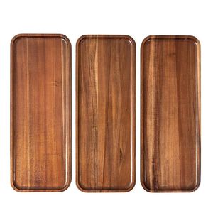 Bandeja de servir rectangular de madera de mango natural, ideal para servir desayunos, refrigerios, bebidas, té, café, decoración elegante. - Product Image 3