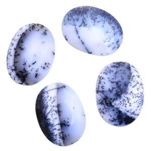 Opale Dendrite Naturelle de Forme Ovale, Taille Rose, Calibrée, à Dos Plat, Pierre Précieuse Disponible en Différentes Tailles pour Bijoux et Pierres Précieuses en Vrac - Product Image 2