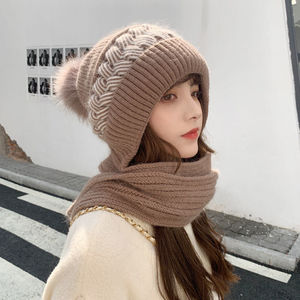 Gorros de Lana con Logotipo Personalizado, Bordado 3D y Pedrería, con Bufanda y Pompón de Peluche, Gorro Cálido de Invierno para Hombre y Mujer - Product Image 4