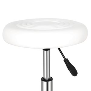 Sgabello da Bar Moderno Bianco Rotondo con Struttura in Metallo Lineare Girevole per Uso Domestico o Scolastico - Product Image 5