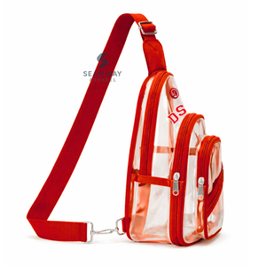 เดลต้า |   ซิกมา |   กระเป๋าสะพายข้างใส Theta Clear Crossbody แบบใส วัสดุ PVC ปิดด้วยซิป ได้รับการรับรองความปลอดภัย สายสะพายปรับได้ - Product Image 3