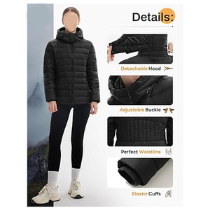 <b>Women's</b> <b>Packable</b> Puffer <b>Jacket</b> Lightweight Waterproof Warm Full Zip Quilted Winter Coat with Hood Casual Outdoor Cold Weather - Product Image 3