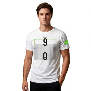 Men's <b>White</b> Geometric Print T-Shirt Short Sleeve O-Neck Regular Fit 100% Cotton Casual Breathable Jersey Fabric <b>tEE</b> sHIRT - Product Image 3