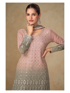 Designer Party Wear Bridal Wear Embroidery And Hand Work Georgette <b>Top</b> With Plazzo And Dupatta Fully Stitched Readymade Set - Product Image 4