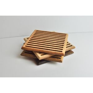 Hand Carved Wooden <b>Trivet</b> Heat Resistant Hot Pads Square Wood Pot Holder Mat Wholesale Decorative Kitchen Coaster Stand Placemat - Product Image 2