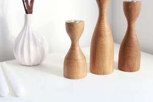 Ensemble de trois bougeoirs classiques en bois pour la décoration de mariage et de Noël, cadeau pour la maison, pour le salon - Product Image 2