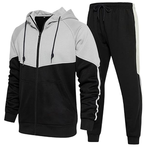 Mens Hooded Cotton Tracksuit Outfit <b>Set</b> Sweatshirt and Jogger Pants Athletic Daily Sportswear Wear - Product Image 1