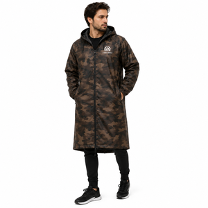 Veste de pluie imperméable à capuche longue camouflage marron personnalisée, coupe-vent, respirante, pour hommes et femmes, randonnée, pêche, camping - Product Image 2