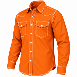 Wholesale Men FR <b>Shirt</b> <b>Flame</b> Resistant Welding Workwear Western Pearl Snap Solid Color Custom Industrial Safety Cotton Quick Dry - Product Image 5