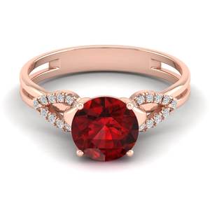 แหวนพลอยโกเมนทรงกลมเจียระไนแบบบริลเลียนต์ 2 กะรัต REYES สำหรับผู้หญิง เงินแท้ 925 แหวนมอสซาไนต์เม็ดเดี่ยวความใส VVS - Product Image 5