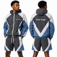 Ensemble coupe-vent à capuche résistant à l'eau pour homme – Veste et pantalon de course personnalisés – Survêtement de sport et d'entraînement printemps – Vente en gros