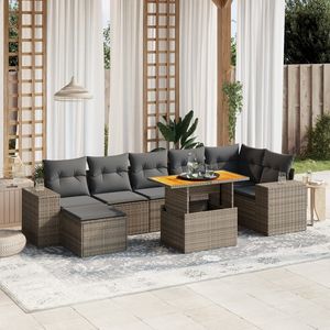 Conjunto de Sofás de Jardín de Ratán Gris, 6 Plazas, Muebles Contemporáneos para Exteriores - Product Image 3