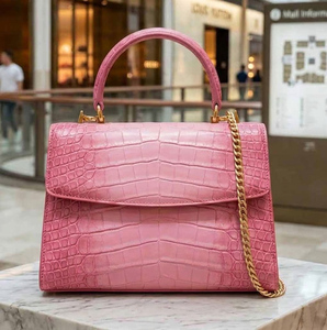 Sac à main pour femme en cuir véritable de luxe, texture crocodile, avec poignée supérieure détachable et poche pour téléphone portable - Product Image 4
