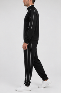 Custom Men's Tracksuit Set <b>Polyester</b> Cotton Fleece Tracksuit Stand Collar Full Zip Jacket Elastic Waist <b>Jogger</b> Set - Product Image 3