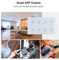 UEMON Panneau d'interrupteurs intelligents Wi-Fi 8 voies pour la maison, avec contrôle par application, commande vocale, écran tactile, norme UE/Royaume-Uni, pour usage hôtelier