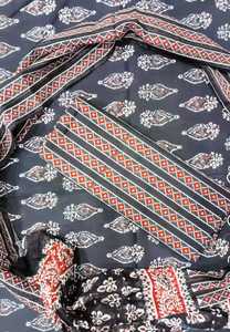 Material de algodón grueso estampado en bloque con dupatta de algodón, material para salwar kameez, traje de estilo indio-pakistaní para uso diario y de oficina. - Product Image 3