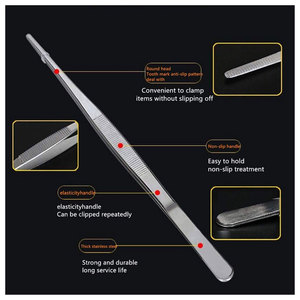 Pince de cuisine de précision en acier inoxydable de 8 pouces avec pointe dentelée pour barbecue, aliments faits maison, steaks, pain, pizza - Product Image 3
