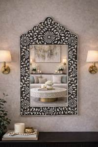 Customized Good Quality Luxurious Handcrafted Natural Wood Bone Inlay <b>Mirror</b> <b>Frame</b> for Decoration From India. - Product Image 2