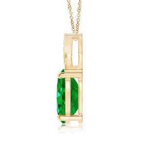 14K <b>Solid</b> <b>Gold</b> Natural Oval Emerald XO <b>Pendant</b> With Diamonds Fine Jewellery May Birthstone Luxury Anniversary New Arrival 2026 - Product Image 3