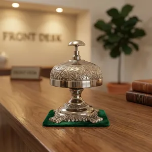 Campana de Llamada Ornamental de Latón con Acabado Plateado para Recepción, Hotel, Restaurante, Mostrador de Servicio, Oficina, Spa - Product Image 5