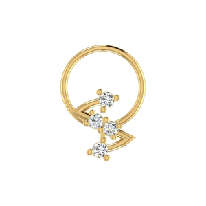 เครื่องประดับเจาะสีทอง14K 0.07ct หมุดจมูกเพชรธรรมชาติแวววาวดีไซน์ประกายน้ำตก - Product Image 1