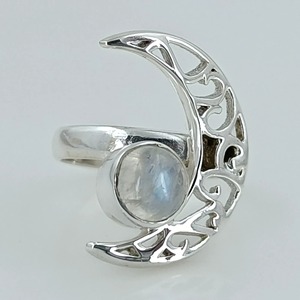 Rainbow Moonstone <b>Ring</b> 925 Sterling <b>Silver</b> Handmade <b>Statement</b> Promise <b>Ring</b> for Women Boho Round June Birthstone Jewelry - Product Image 2