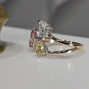 Bague de fiançailles et de mariage en or massif 14 carats avec trois diamants de laboratoire de 2,62 carats, style arbre multi-formes, cadeau d'anniversaire. - Product Image 3