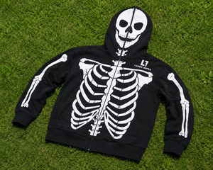 Sudadera con capucha y cremallera unisex con estampado de esqueleto, 100% algodón, diseño de calavera frontal completa, estilo gótico de Halloween, ropa urbana, logotipo personalizado - Product Image 6
