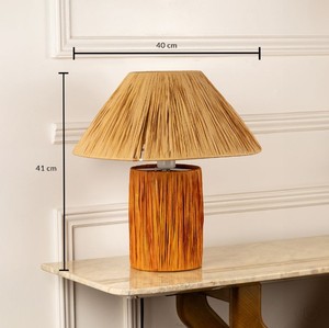 โคมไฟตั้งโต๊ะสไตล์โบโฮราฟเฟียแบบฟาร์มเฮาส์ |   โคมไฟใยธรรมชาติ โครงไม้ |   E27 โคมไฟตกแต่งห้องนั่งเล่นข้างเตียงโรงแรมที่เป็นมิตรกับสิ่งแวดล้อมแบบเรียบง่าย - Product Image 3