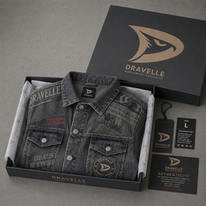 Chaqueta de mezclilla gruesa estilo camionero con estampado de periódico lavado y logo bordado, unisex, estilo holgado Hypebeast - Product Image 5
