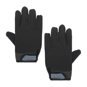 Nouveaux gants de cyclisme légers à demi-doigts 2027, design personnalisé, gants noirs à doigts entiers avec bordure bleue et patch gris au poignet - Product Image 2