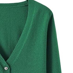Cárdigan de Punto Verde con Cuello en V para Mujer, Manga Larga, Botones, Estilo Casual, para Otoño - Product Image 4
