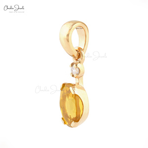 Pendentif en saphir jaune naturel ovale 7x5mm de Chordia Jewels, best-seller, avec chaîne en or fin 14k faite à la main, tendance - Product Image 3