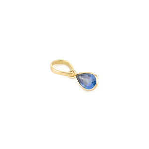 14K <b>Solid</b> Yellow <b>Gold</b> Teardrop Charm <b>Pendant</b> with Garnet Topaz or Diamond Options - Product Image 4