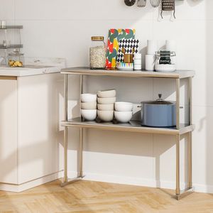 Étagère de rangement de cuisine en acier inoxydable de 48 x 12 pouces avec étagère inférieure réglable - Product Image 1