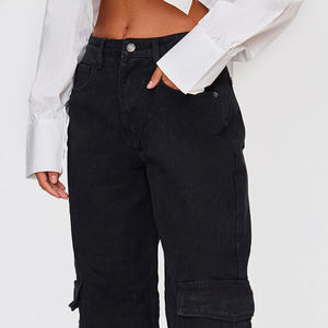 Service OEM, nouveaux pantalons pour femmes, pantalons décontractés, logo personnalisé, pantalons cargo en denim, pantalons à jambes larges, jeans pour femmes - Product Image 3