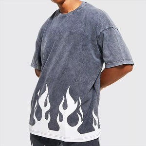 Camiseta de algodón suave con estampado acid wash estilo streetwear, camiseta gráfica de moda urbana, venta al por mayor de camisetas acid wash para hombre - Product Image 1