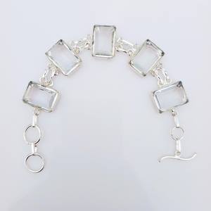 กำไลข้อมือพลอยโทแพซสีขาวชุบเงินแท้ ดีไซน์หรูหรา ทำมือ ปรับขนาดได้ สำหรับผู้หญิง ของขวัญสุดหรู - Product Image 5