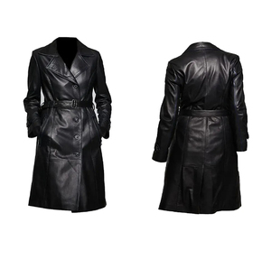 Solid Trader Top Quality Breathable Protection Cozy Lining Beautiful Tailored Fashion Coat Womens <b>Long</b> <b>Leather</b> <b>Jacket</b> - Product Image 1