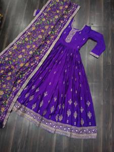 Colecciones de Vestidos Anarkali Listos para Usar, Estilo Indio y Pakistaní, con Dupatta con Estampado Kalamkari para Bodas - Product Image 6