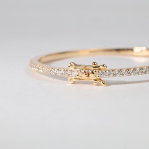 Brazalete de Oro de 14K con Diamantes para Mujer, Diamantes Cultivados en Laboratorio o Naturales, Brazalete Delicado de Oro Sólido, Elegante Regalo de Joyería para Aniversario - Product Image 2