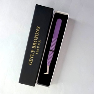 Pince à épiler pour cils GETUP BROSONS IMPEX en acier inoxydable, pointe lisse violette, emballage de précision - Product Image 6