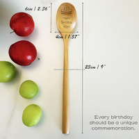 Cuchara de Madera Personalizada de Lujo para Pastel con Mango Largo - Regalo Personalizado para Aniversario de Bodas, Cumpleaños, Cocina, Aderezo para Ensaladas