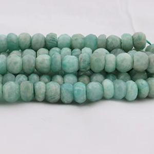 Amazonite naturelle perles rondelle à facettes 8mm 8 pouces brin pour la fabrication de bijoux - Product Image 1