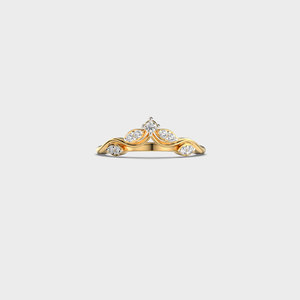 Bague de fiançailles pour femme en or 18 carats plaqué or, sertie de diamants, pierre ronde classique, monture à griffes, bande en or jaune - Product Image 2